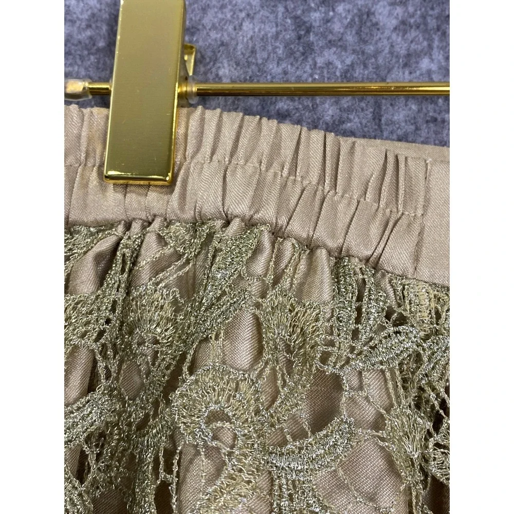 GMI‎ Gold Lace Overlay Skirt Women's Size 12 Pencil Lined Career